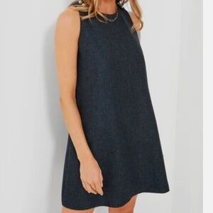 Tuckernuck Navy Woven Grace Sleeveless Button Shoulder Mini Shift Dress, Size L